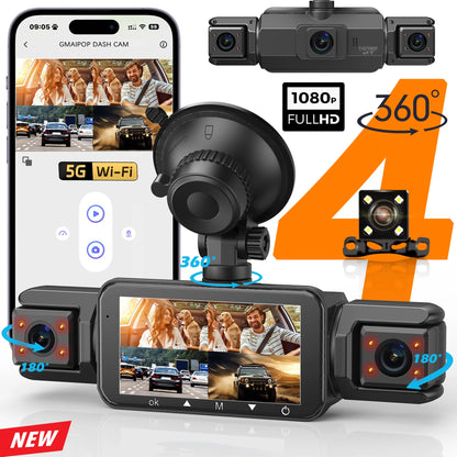 4-Kanal Dashcam mit 170° Ultraweitwinkel & 1080p- Frontaufnahme
